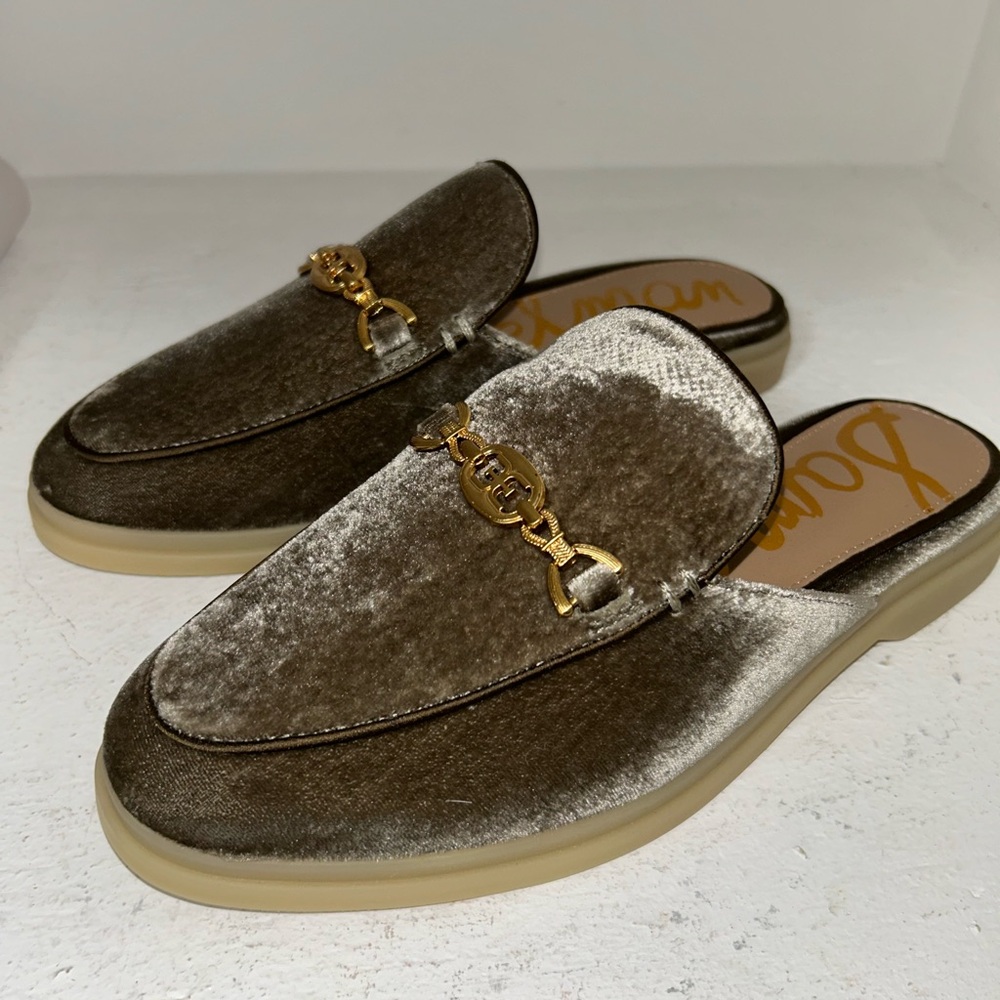 Sam Edelman Velvet Loafers in Brown and Cream NWOB
